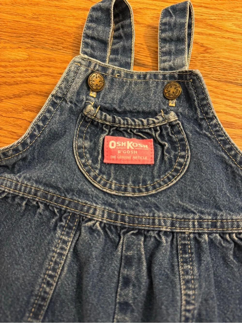 Vintage OshKosh B'gosh Baby Blue Denim Overall Bubble Romper Size 2T Made in USA